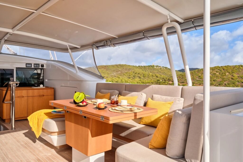 Charter yacht in Symi, aft deck and swim platform