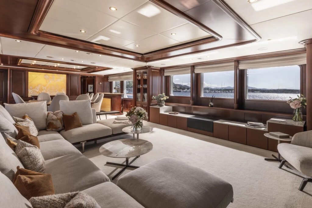 Motor yacht sauna, cedar lined sauna interior