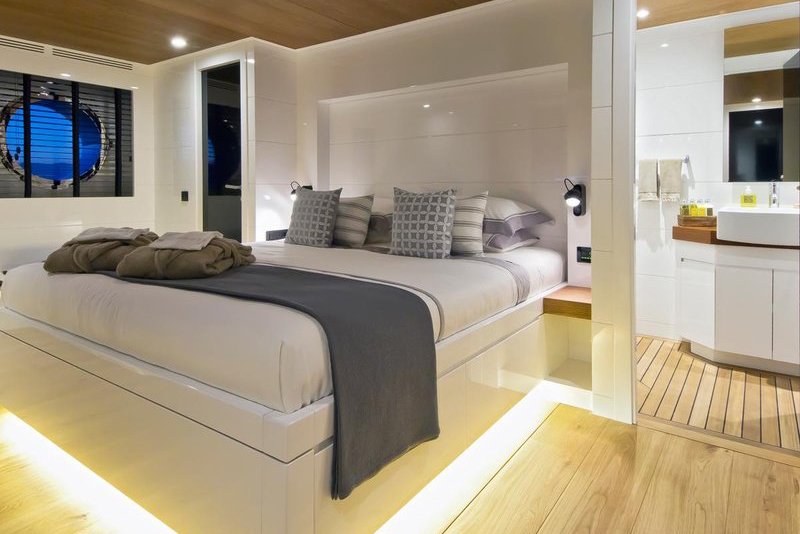 Thirty six metre yacht charter, guest cabin on a five cabin layout