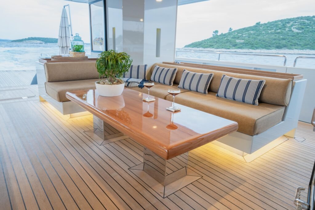 Explorer yacht Naxos charter, aft deck and swim platform