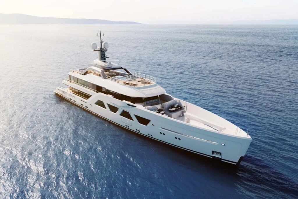 yacht charter beach club, fold-out terraces at anchor