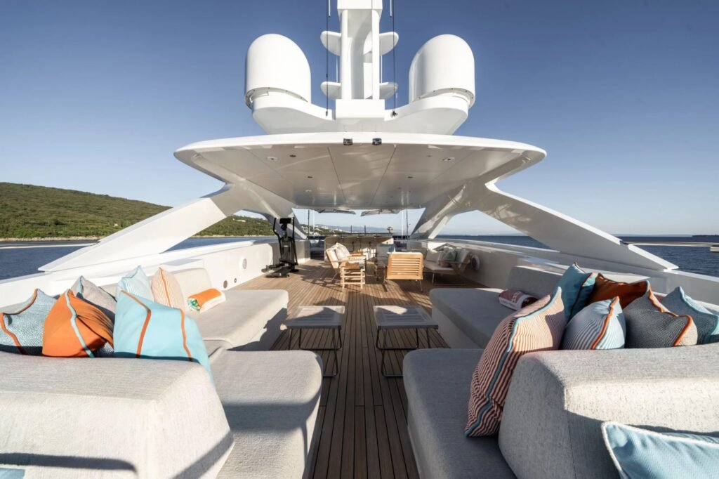 Tobago Cays charter yacht, deck and sea view in clear Caribbean water