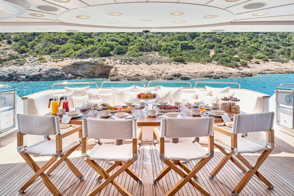 santorini-family yacht charter, aft deck and swim platform