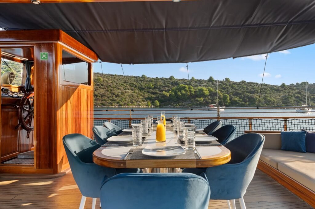30m charter yacht, aft deck and swim platform