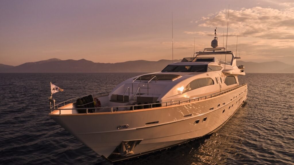 Thailand charter motor yacht, sun deck overlooking limestone karst scenery