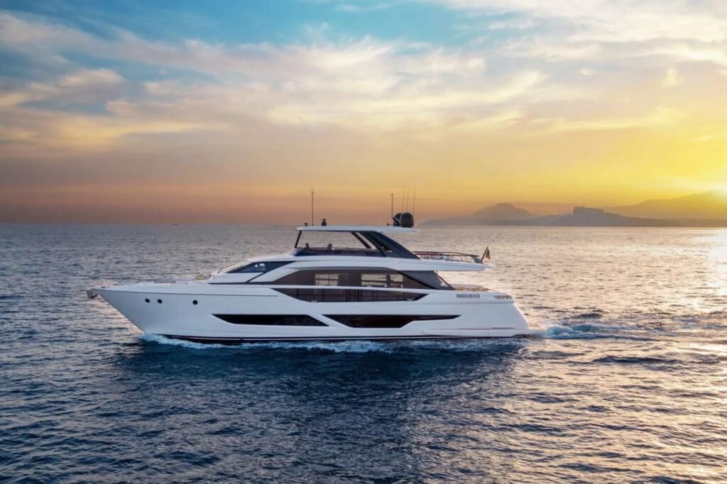 Ferretti charter yacht, flybridge and sun deck