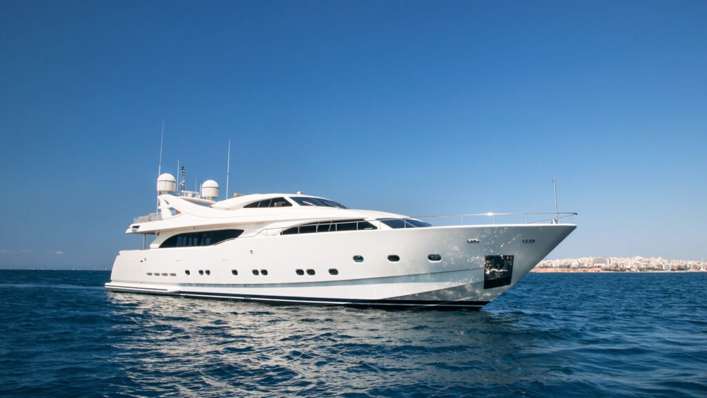 Custom Line yacht Porto Vecchio, aft deck in Corsican waters