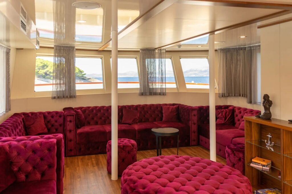 Spa aboard a charter yacht, treatment room interior