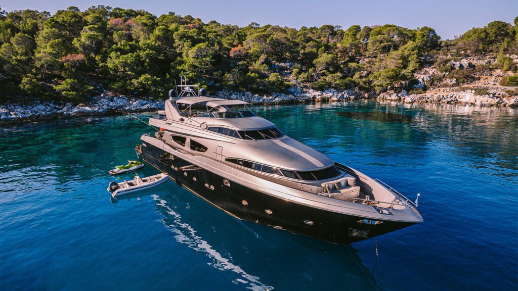 ELVI at anchor off a Greek island