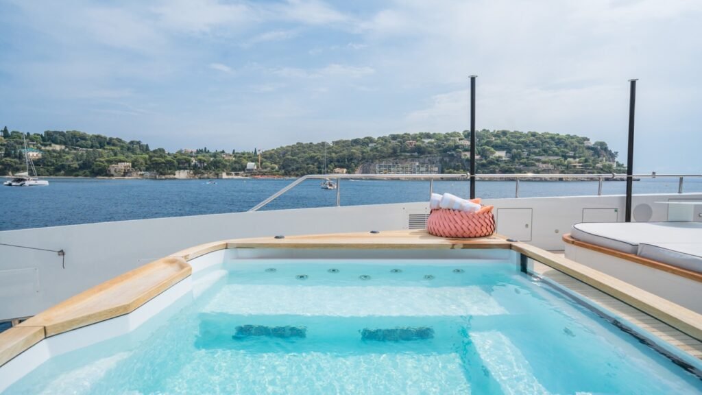Nice motor charter yacht, sun deck and aft terrace