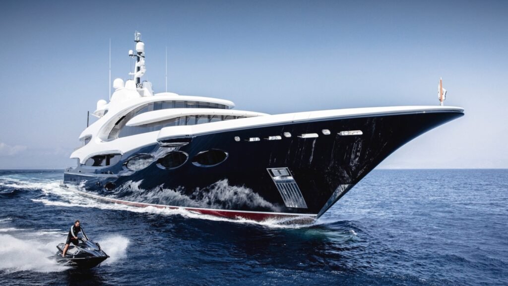 Oceanco charter yacht aft deck at anchor