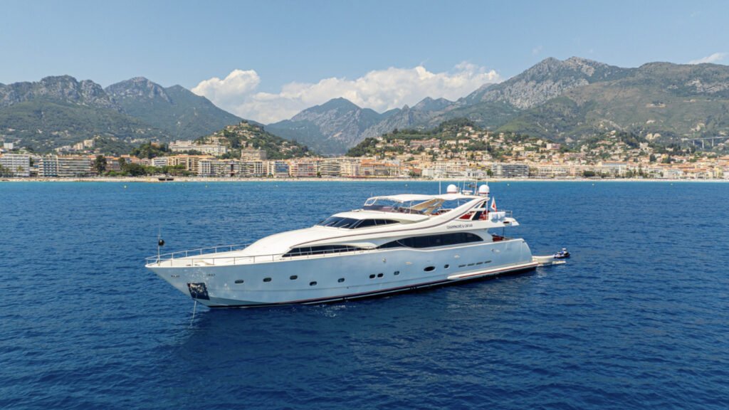 Custom Line charter yacht, aft deck and sun terrace