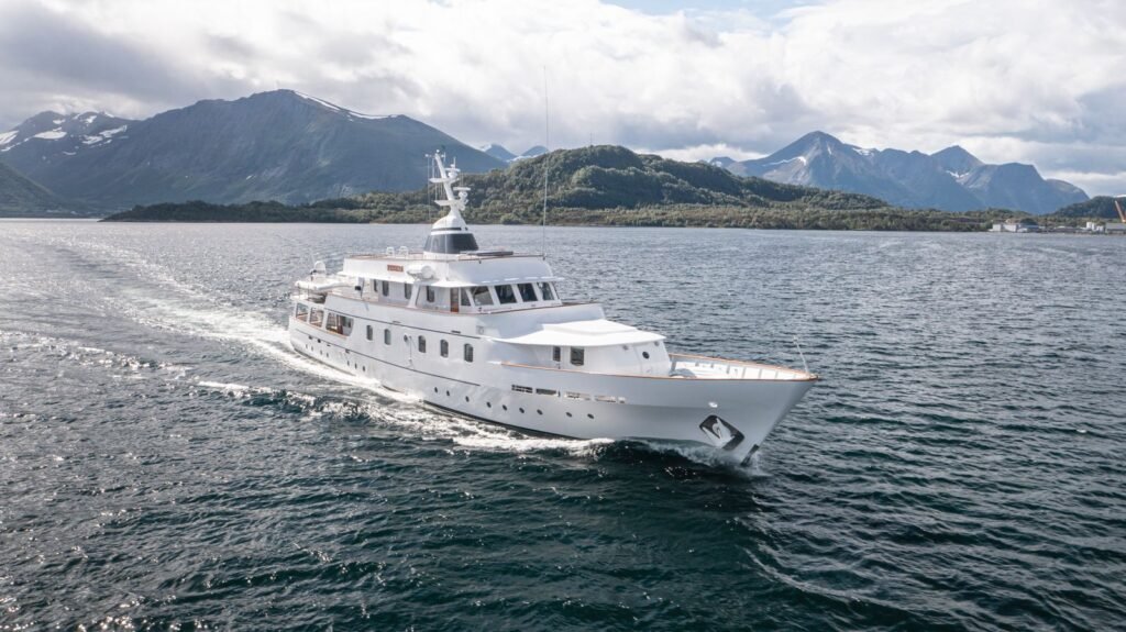 Classic yacht charter on the Dalmatian Coast, traditional vessel at anchor in Croatia