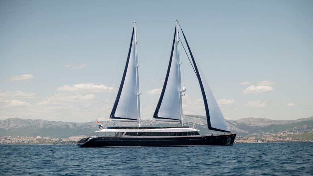 Sailing yacht charter from Trogir, Croatia, under sail in Dalmatia
