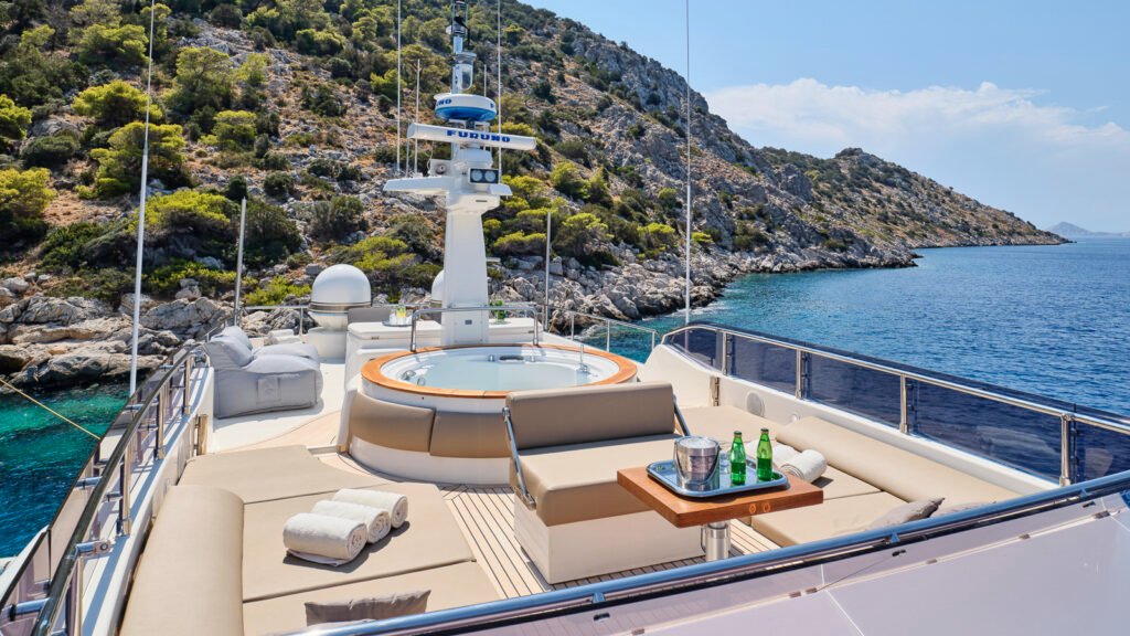 Custom Line charter yacht near Saint-Jean-Cap-Ferrat, aft deck