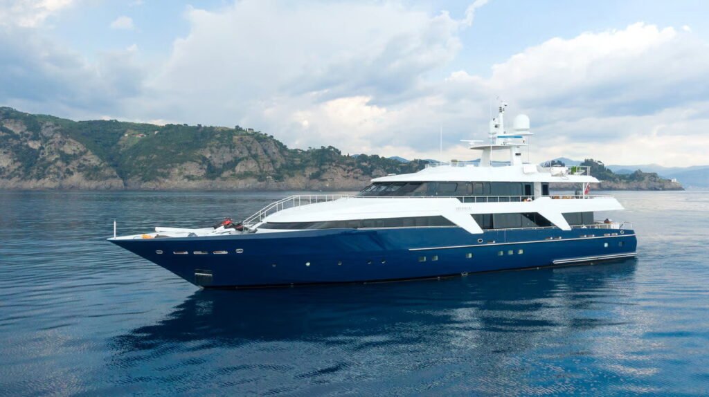 Oceanco superyacht charter, aft deck at Compass Cay