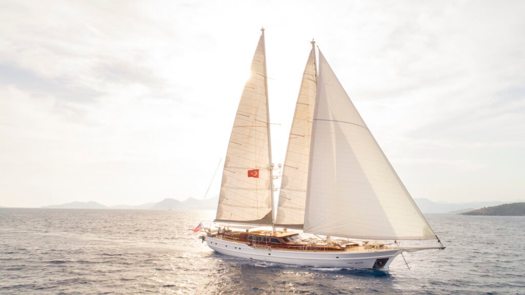 Nice classic charter yacht, teak deck and brightwork
