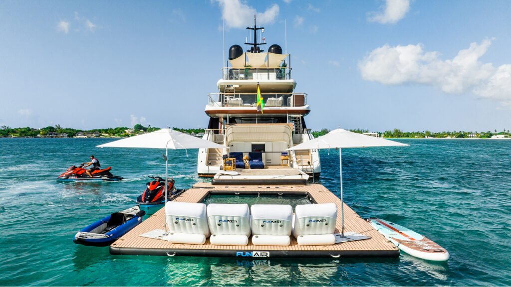 Water toys and swim platform aboard KOJU