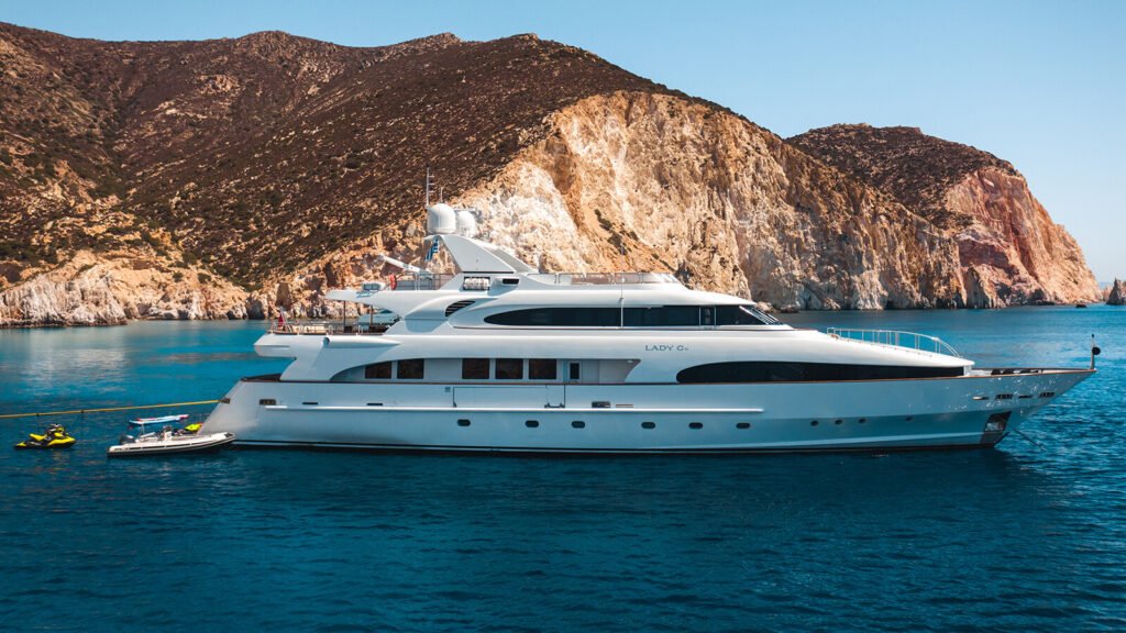 family charter yacht Turkey Bodrum, aft deck in sheltered cove