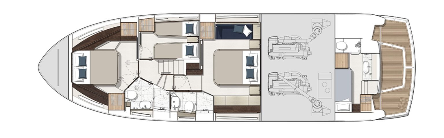 Sunseeker Manhattan 55 LOWER DECK arrangement