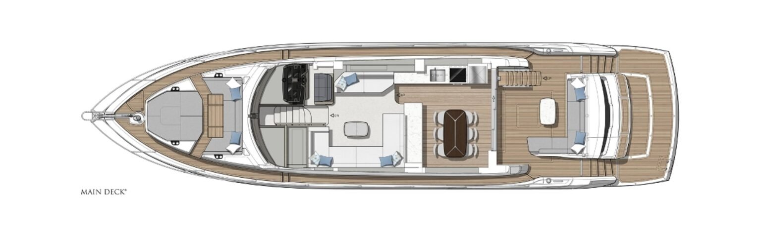 Sunseeker Manhattan 68 MAIN DECK arrangement