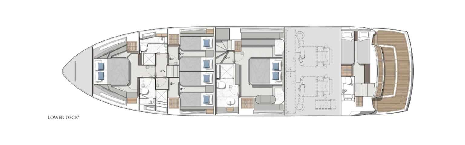 Sunseeker Manhattan 68 LOWER DECK arrangement