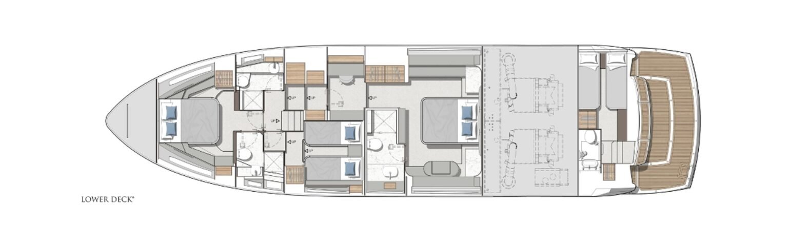 Sunseeker Manhattan 68 LOWER DECK arrangement