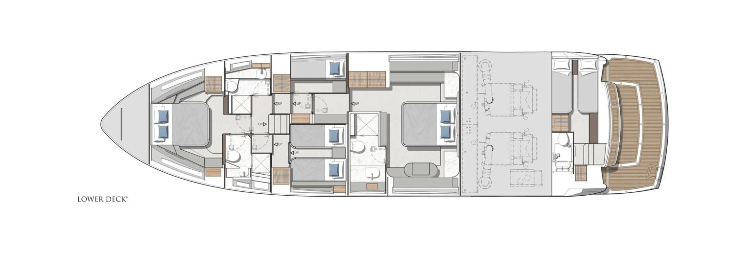 Sunseeker Manhattan 68 LOWER DECK arrangement