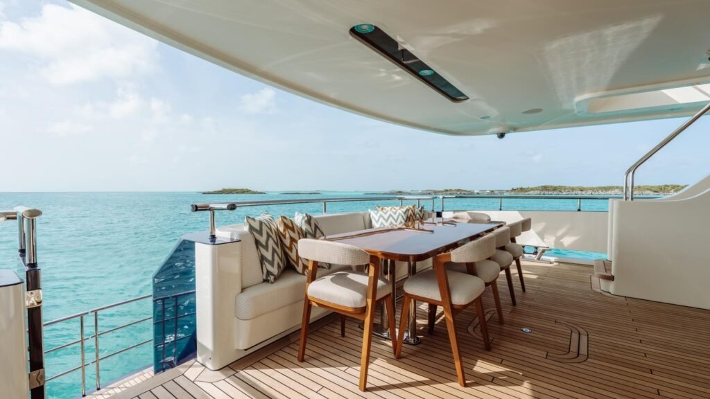 MIDNIGHT SAGA - aft deck dining table
