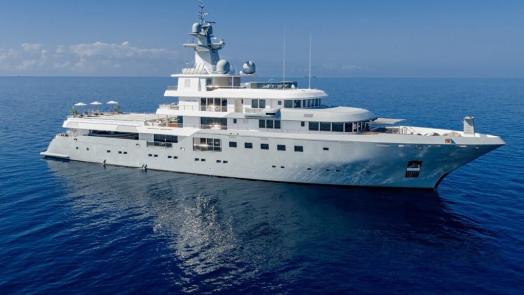 70m charter yacht near Menton, swim platform view