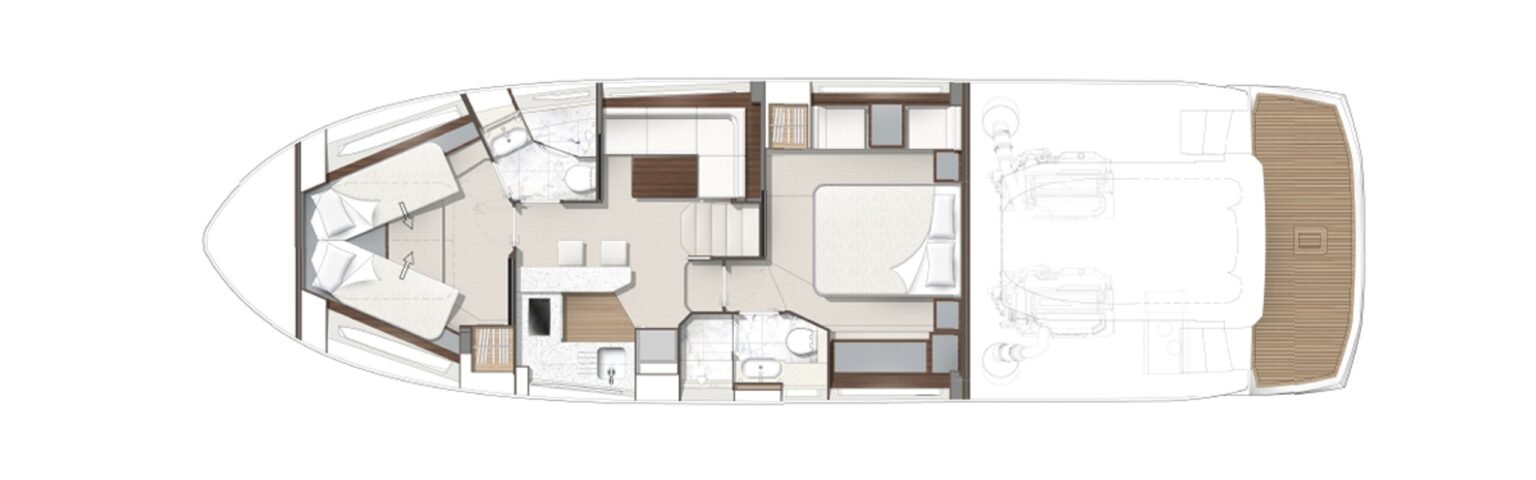 Sunseeker Predator 50 LOWER DECK arrangement