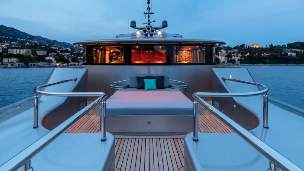 Foredeck lounge at dusk