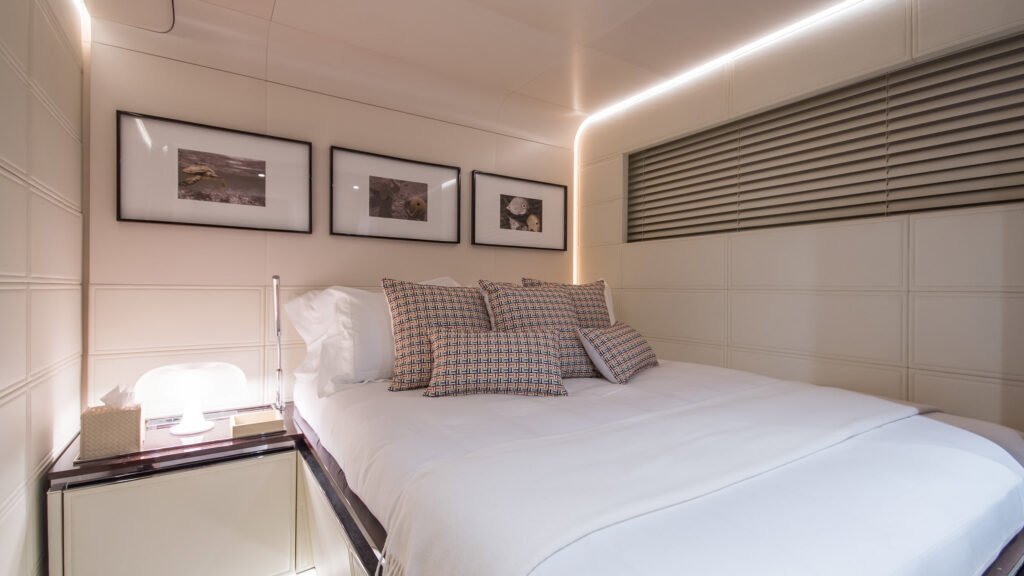 SOULMATE guest cabin with framed artwork and warm lighting