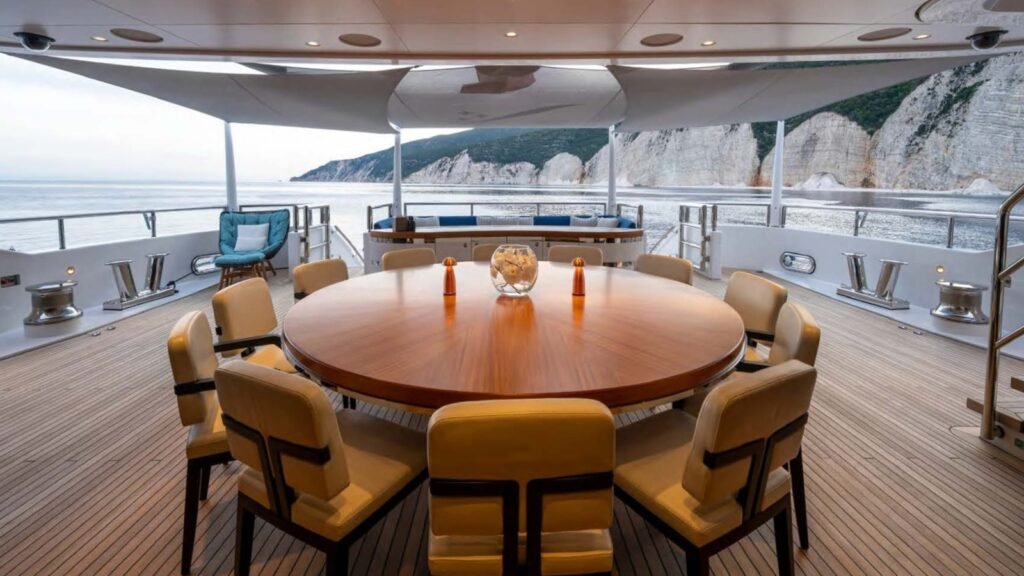STARLUST, 68m Abeking & Rasmussen charter yacht - Main deck aft dining area