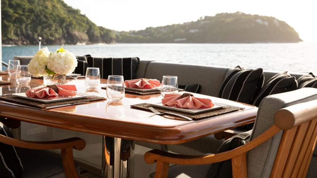 TEMPTATION aft deck dining table set