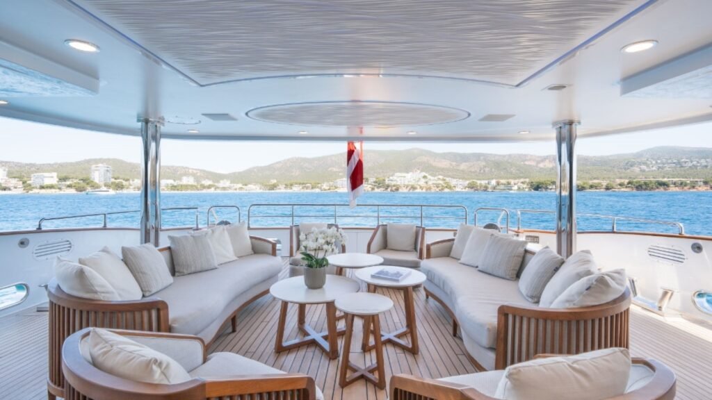 Motor yacht for charter Balearics, tender ashore at Menorca Cala Macarella