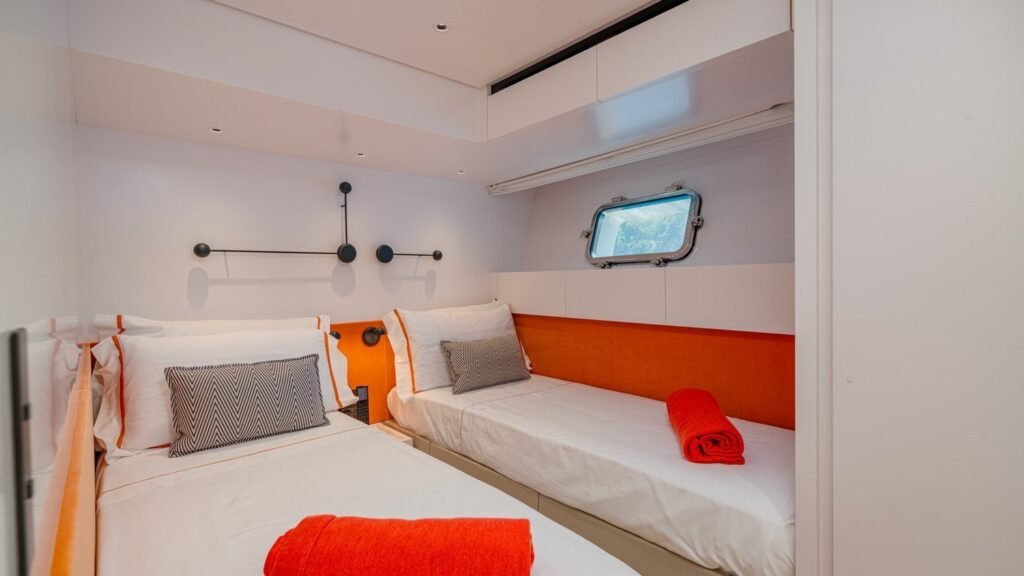 Danida — twin cabin with orange headboard