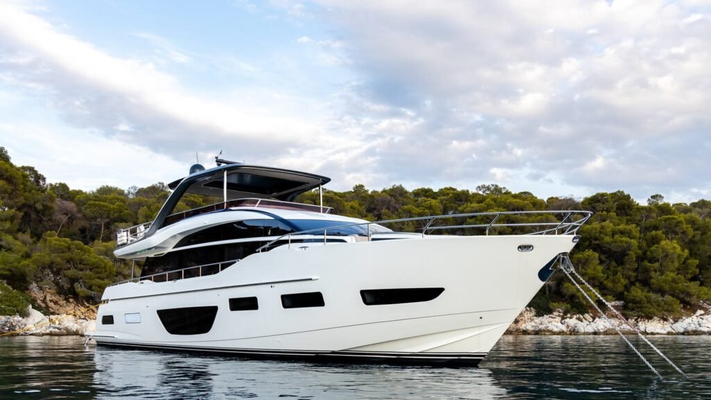 St Barts charter yacht, anchored in turquoise water