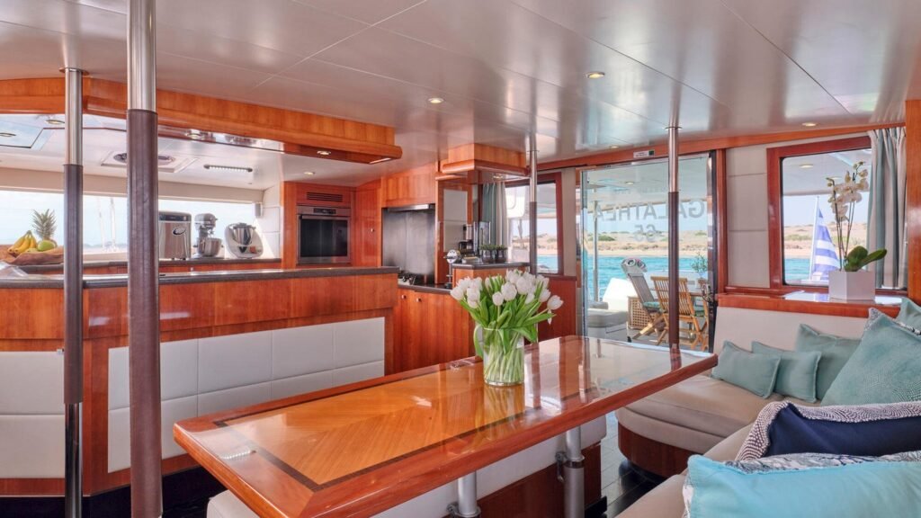 WORLD'S END yacht Salon And Galley Open Plan