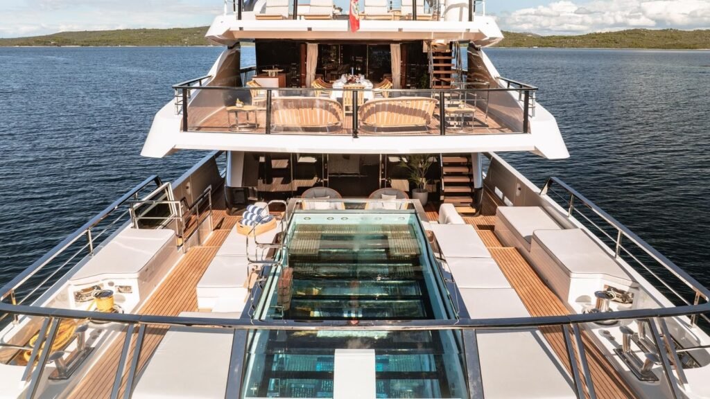 50m charter yacht aft deck and swim platform