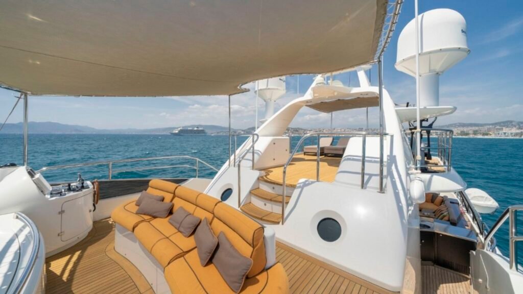 50,000 euro yacht charter, exterior profile at anchor