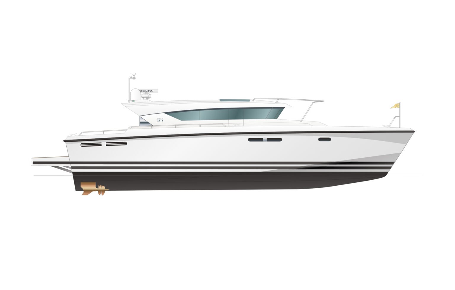 Delta Powerboats 54 IPS-layout