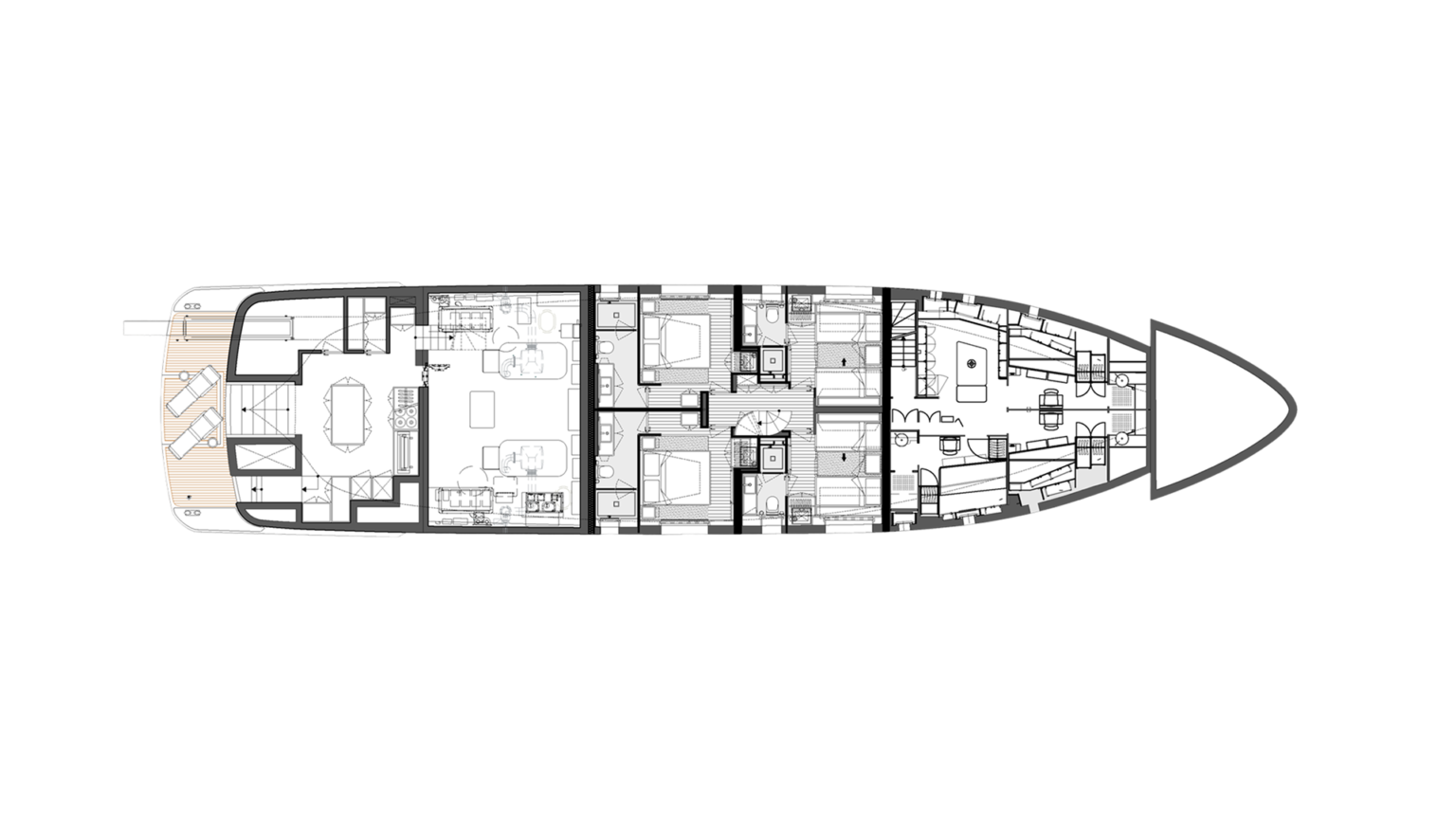 Cantiere delle Marche RJ 115 - Lower Deck Plan