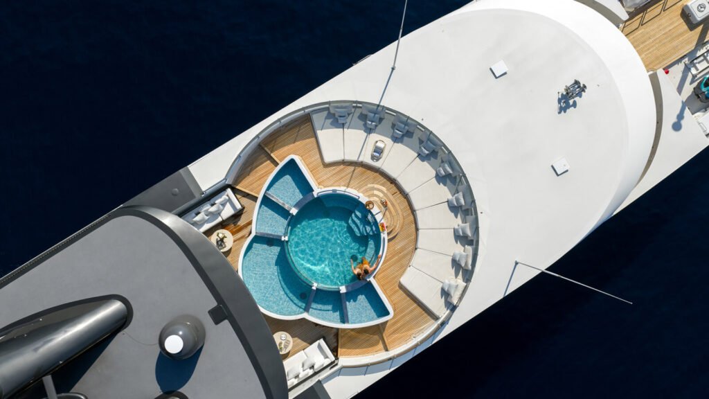 70m charter yacht at anchor in Nice