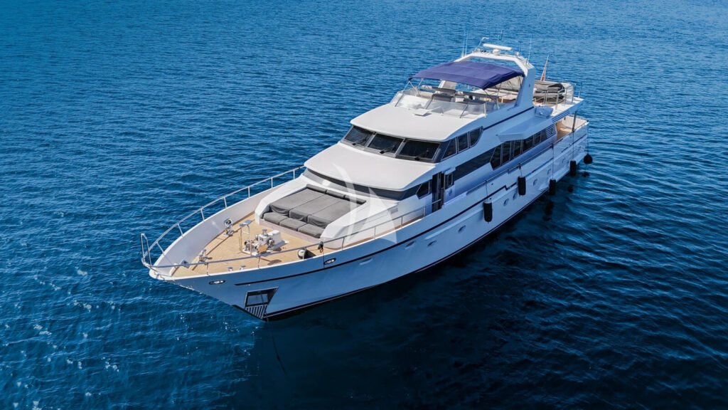 CAMENA II - aerial profile at anchor