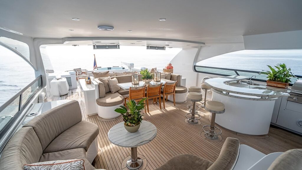 family charter yacht Nice, aft deck and sun terrace