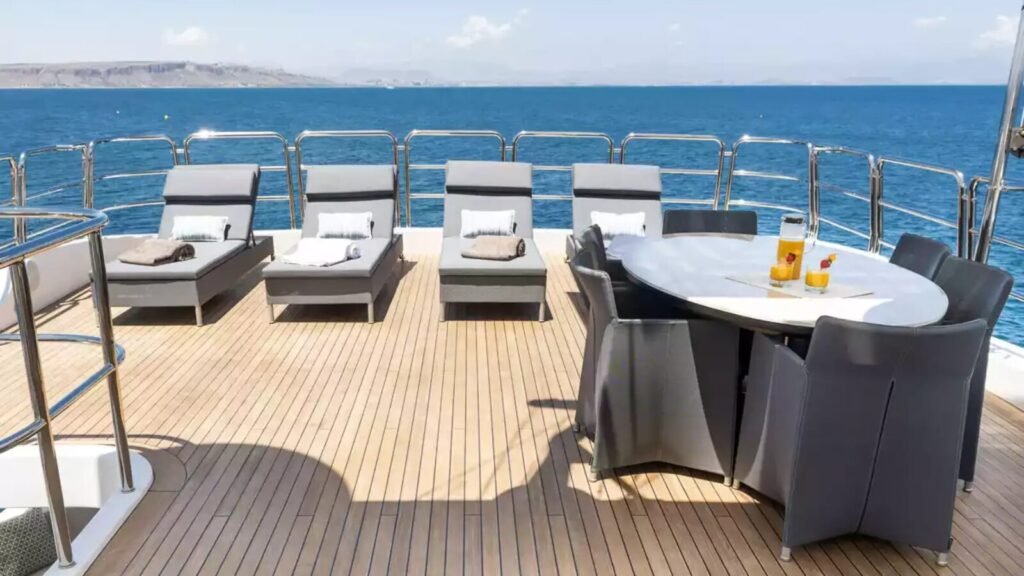 100,000 euro charter yacht in Kos, bow deck and sea views
