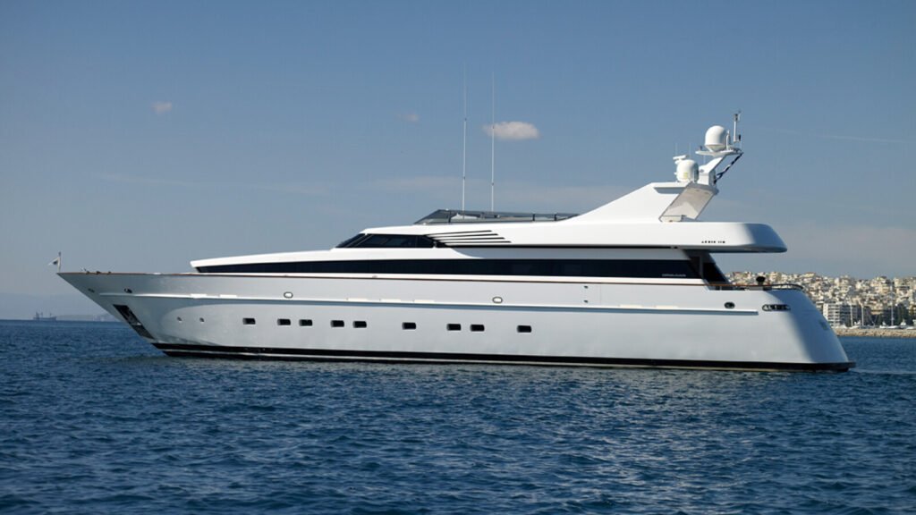 FELIGO V Cantieri di Pisa 34m motor yacht - exterior profile at anchor