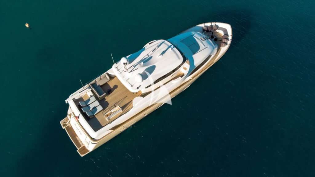 FRIEND'S BOAT - aerial view at anchor