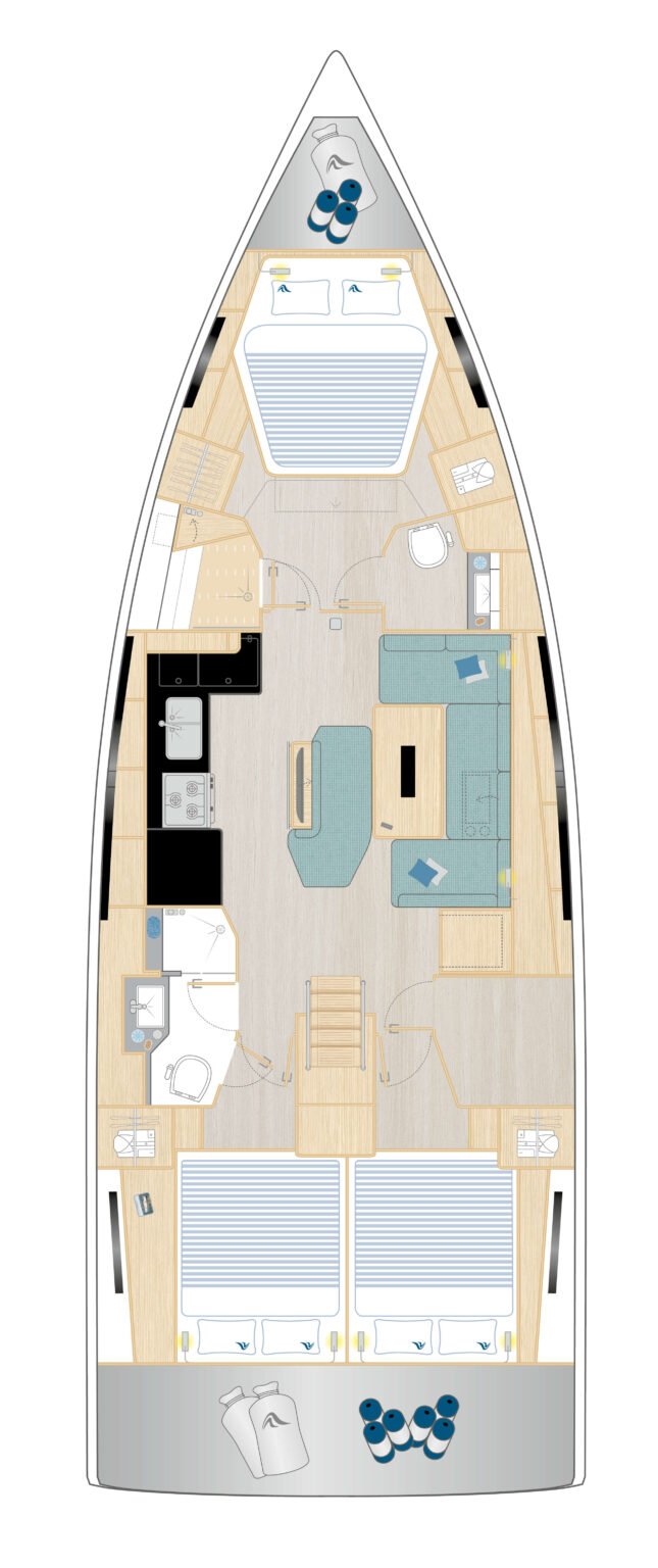 Hanse 461 Layout 3-Cabin